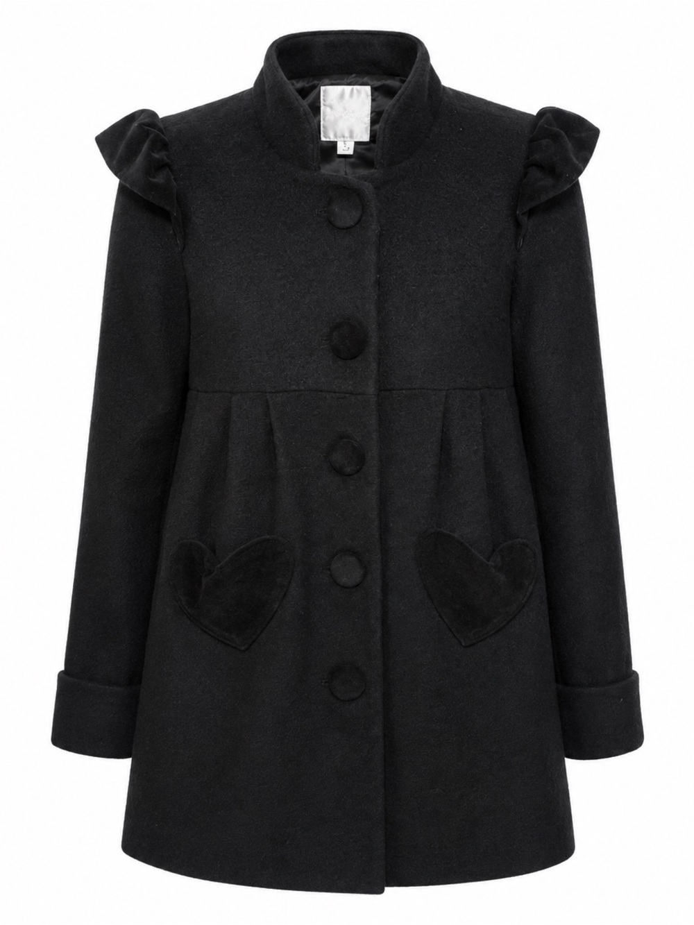 Women’s ' Velvet Deep Navy Blue Heart Wool Coat